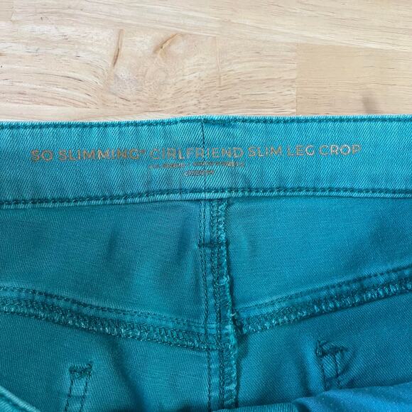 Chico's jeans pants women's 10 Grilfriend So Slimming Crop teal green raw hem - Picture 5 of 16